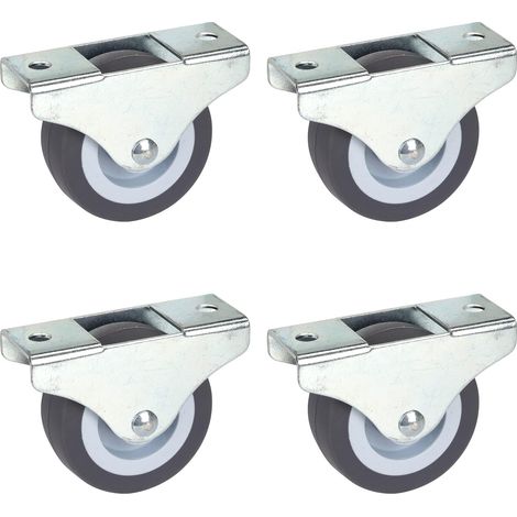 4er-Set feststehende Möbelrollen – 50 mm x 19 mm – Tragkraft 165 kg – TPE-Rad – Richtungsgebundene Montage – Kein Wegrollen (1/5)