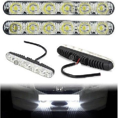 TRADE SHOP - Luci Auto 6 Led Per Fanale Daytime Diurne Alta Luminosita 12v Safety Light Wjxc6 -