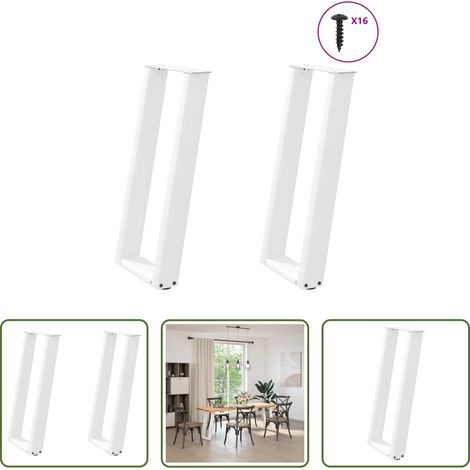 vidaXL Patas para consola en forma de U (2 unidades), color blanco, 38 x (72-73) cm, acero (1/5)