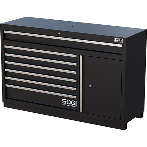 Cassettiera SOGI ARR-M-A-7C-L per arredo officina - 7 cassetti a estrazione telescopica - vano con 2 ripiani (1/2)