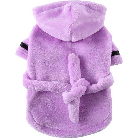 Pyjama d'hiver en flanelle douce à capuche épaisse, séchage rapide et serviette de bain ultra-absorbante pour chien, vêtement de nuit doux pour animaux de compagnie, taille S (1/5)