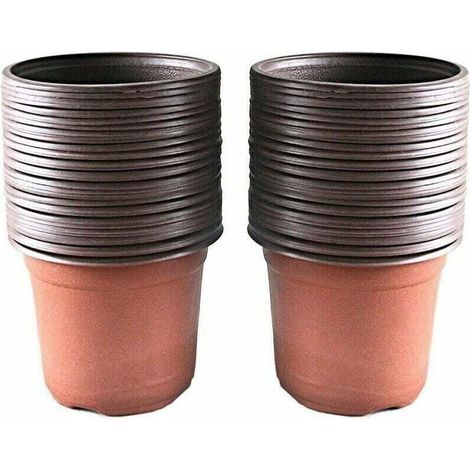 Enowelir Lot de 100 Pots en Plastique pour Semis et Plantation, 10 cm (1/4)