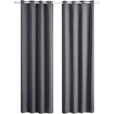 Pair Lot de 2 rideaux occultants thermiques - Gris - 140 x 260 cm (1/4)