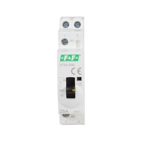 F&F  Contacteur Modulaire ST25-20-M - 25A - 250V AC - Commande Manuelle - Installation Facile