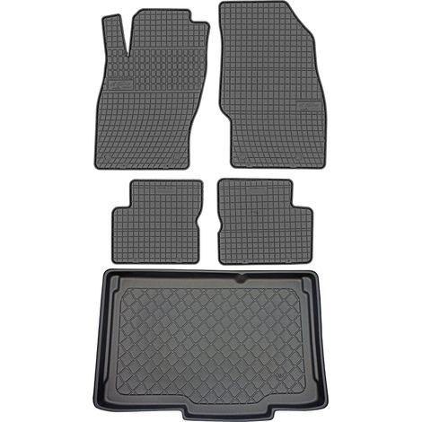 Set di tappetini in gomma per auto e tappetino per bagagliaio per Opel Corsa D Hatchback dal 2006 al 11/2014.