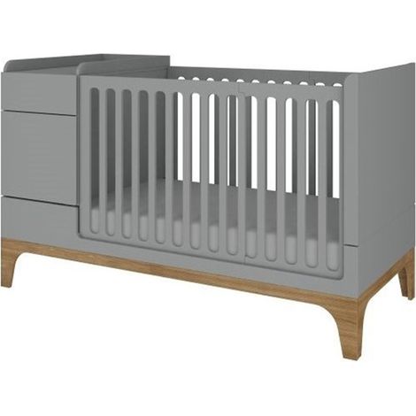 Lit combiné évolutif 70x120 en 70x160 Bellamy UP Gris et bois