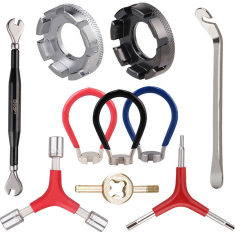 Outils pour Rayons de Vélo, Clé à Rayons en Acier Ajustable, Kit d'Entretien et Réparation de Roue de Bicyclette, Lot de 10