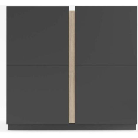 Recibidor zapatero modelo 516 acabado grafito/roble claro, 90 x 95 x 35 (alto x ancho x fondo) (1/4)