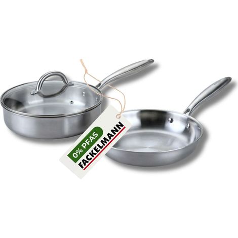 Poêle 24 cm et Sauteuse 24 cm inox 18/10 Triply Fackelmann Vita3 (1/5)