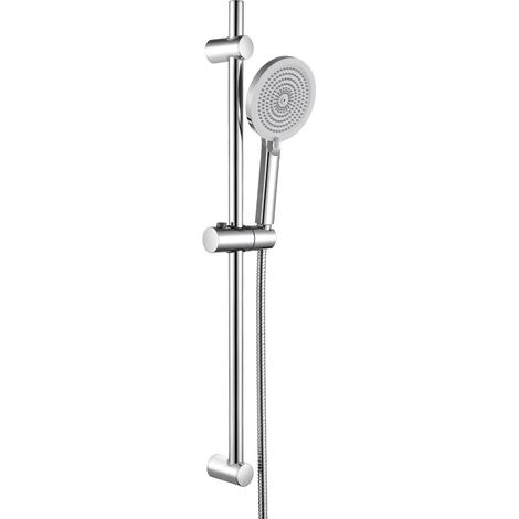 Barre de Douche avec Pommeau, Ensemble de Douche avec Pommeau(4 Jets),Flexible en acier inoxydable (150 cm),Barre de Douche en acier inoxydable (70 cm) et Support de Pommeau de Douche, Chromé (1/5)