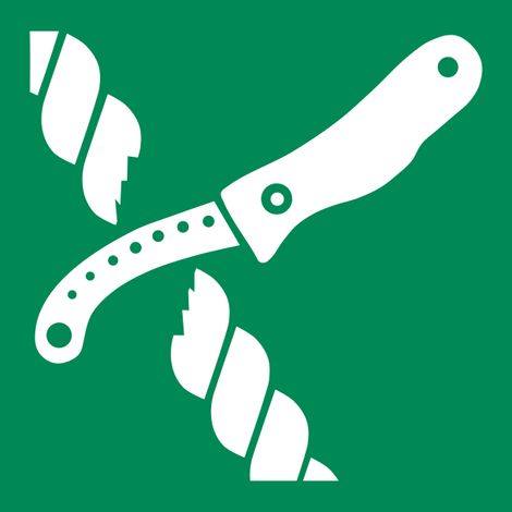 Pannello adesivo ISO 7010 "Coltello della zattera di salvataggio" - E035