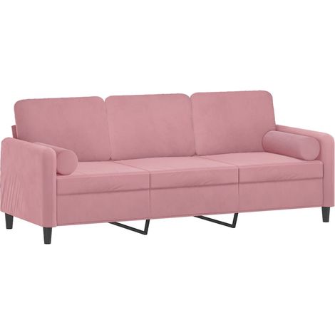 vidaXL 3-Sitzer-Sofa mit Zierkissen Rosa 180 cm Samt (1/4)