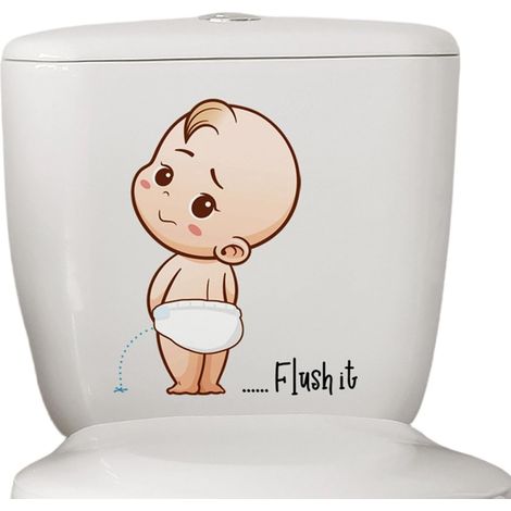 Stickers Salle De Bain Auto-adhésifs Amovibles Réutilisables Amusants Stickers Muraux Déco WC Pour Douche Toilettes Appartement Crèche Chambre D'Enfant École Maternelle Camping-Car Hôtel (1/5)