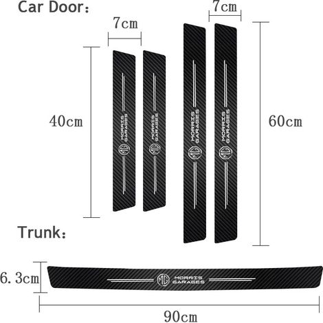 (5 pièces) Seuil de porte/coffre de voiture - Autocollants décoratifs en fibre de carbone pour portières de voiture, compatibles avec Morris Garages MG 7, 6, 5, ZS, MG4 EV ONE, Cyberster HS, MG3 EZS G (1/4)