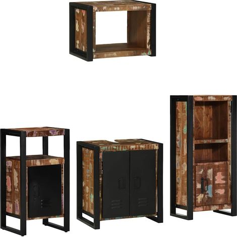 vidaXL Set di mobili per il bagno 4 pcs Legno Recuperato Massello (1/5)
