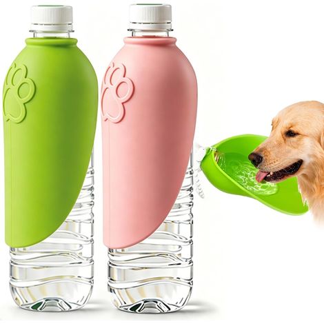 porte-bouteilles portables pour chien, gamelles d'eau amovibles pour les promenades  Distributeur d'eau en silicone pour chien, compatible avec les bouteilles d'eau standard, idéal pour les promenades (1/4)