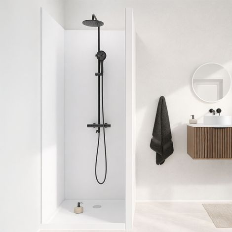 Set di 3 pannelli murali in alluminio bianco 80x210 e profili cromati WALL'IT