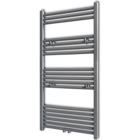 Porte-serviettes droit avec eau chaude, gris, 600 x 1160 mm (1/5)