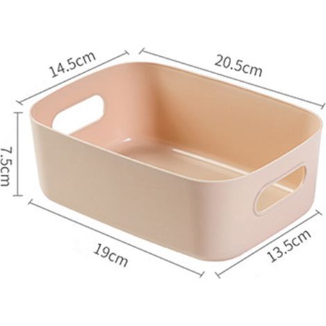 Panier de Rangement de Bureau en PP avec Poignée, Organisateur Cosmétique et Accessoires, Couleur Abricot pour Maison et Petit Appartement (1/2)