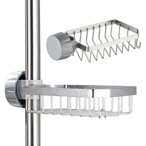 Seifenschale für Duschablage – Duschshampoo-Halter aus Edelstahl ohne Bohren für Stangen von 20–32 mm – Crezuo