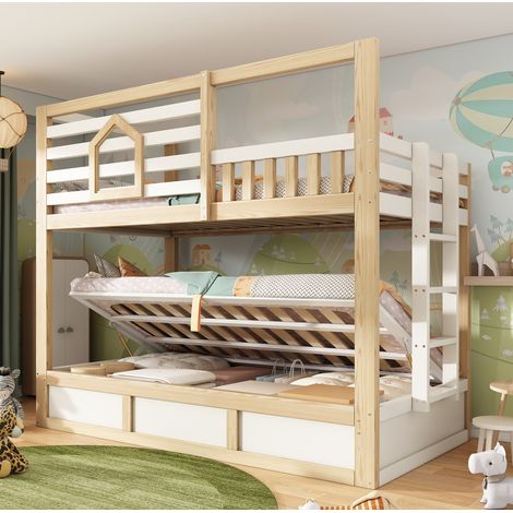 Cama litera infantil cabaña con almacenaje y ventana OKMYHOME (1/5)