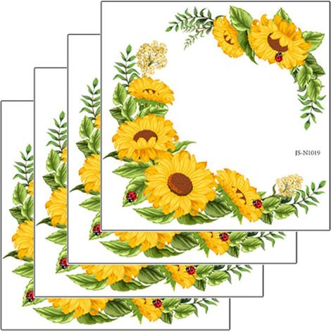 Autocollants Muraux Tournesol 4 Pièces en Pvc, Décorations Faciles à Enlever pour Salon, Motif Floral Élégant et Créatif pour Embellir Votre Intérieur (1/5)