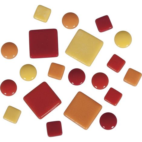 tesselles mosaïque verre, ø 12mm env. 395 pcs rouge/jaune, 14827000 (1/2)