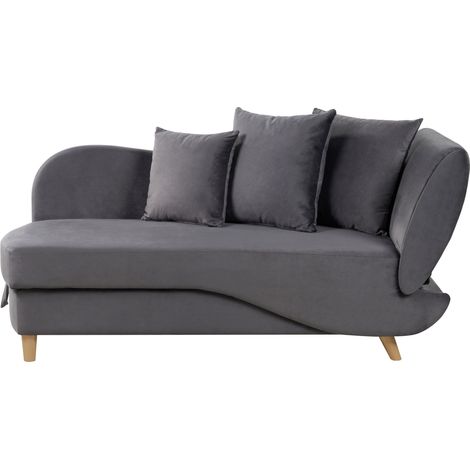 Chaise lounge moderno 2 plazas compartimento de almacenaje cojines terciopelo gris oscuro derecho Meri II (1/5)