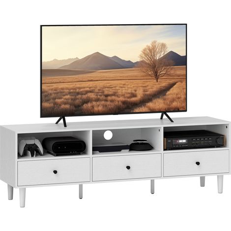 Stylish Cream White Multi-Storage TV Stand for Organized Living Spaces