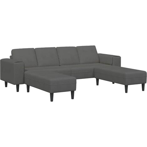 Fabric Sofa with Cushion Dark Grey Corduroy fabric vidaXL