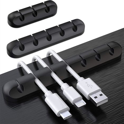 Set mit 3 Tischkabelhaltern, Kabelorganisatoren für den Schreibtisch, schwarz, Modell 357 (1/5)