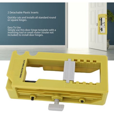 Gabarit de Fraisage pour Portes avec Jauge de Profondeur Intégrée - Compatible Hinges 3 à 5 pouces - Insertions Plastique Détachables - Kit Installation Portes (6 Pièces) (1/4)