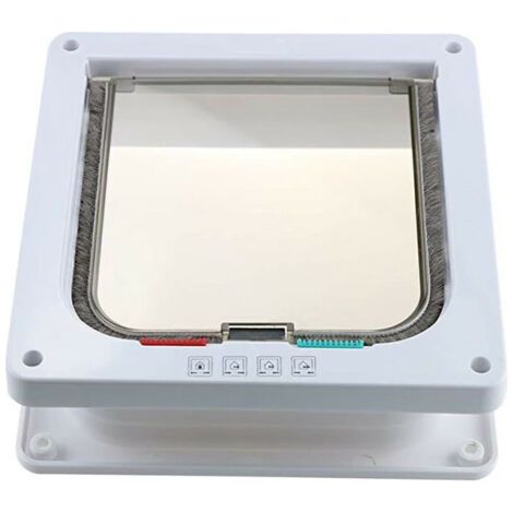 Chatière verrouillable à 4 voies pour chat et petit chien – Installation facile – Clapet transparent – Matériau ABS résistant aux intempéries – Taille L, Blanc (1/5)