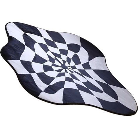 Tapis confortable et doux à blocs de couleurs, tapis de chevet créatif et irrégulier pour chambre, salon ou balcon, blanc et noir, 80 x 80 cm / 31,5 x 31,5 pouces (1/5)