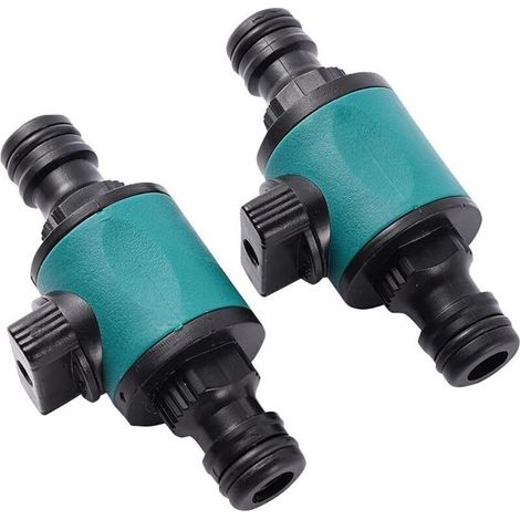 Raccord rapide en deux parties pour tuyau d'arrosage Fly de 16 mm avec vanne d'arrêt à deux voies (vert)