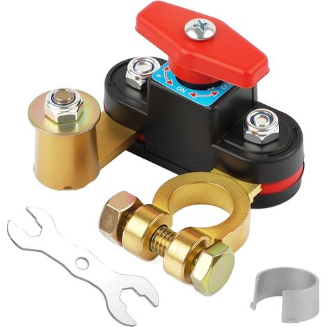 Coupe Batterie 12V 24V Réglable 180°, Interrupteur Batterie ON/OFF pour Voiture, Coupe-Circuit Batterien Auto, Interrupteur de Déconnexion pour Voiture, Camion, Bateau, Moto, Camping-Car (1/5)
