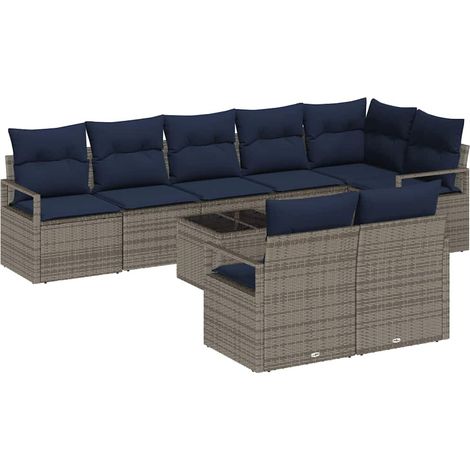 Maison Exclusive - Sofa Set 9 pcs Grau Poly-Rattan