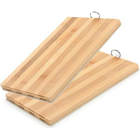 Set 2 tagliere rettangolare in legno zebrato con gancio per aperitivi antipasti vassoio per finger food da cucina 30X20X2 cm (1/3)