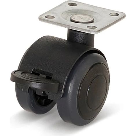 Roulette pivotante freinée - MESO - Premium - PU - 40 mm - Capot + platine 36,5 x 36,5 mm