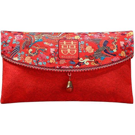 Enveloppes rouges en tissu style chinois pour mariage, idéales pour offrir de l'argent. (1/5)