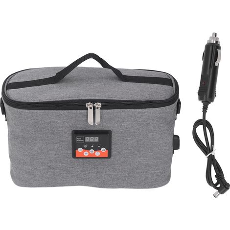Sac de réchauffage pour voiture 30W, 8L, température réglable avec affichage, poignée portable, réchauffeur de repas 12V pour déjeuner et voyage, gris (1/5)