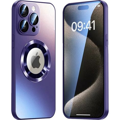 Coque magnetic case iphone 16 pro max avec protection dobjectif - violet