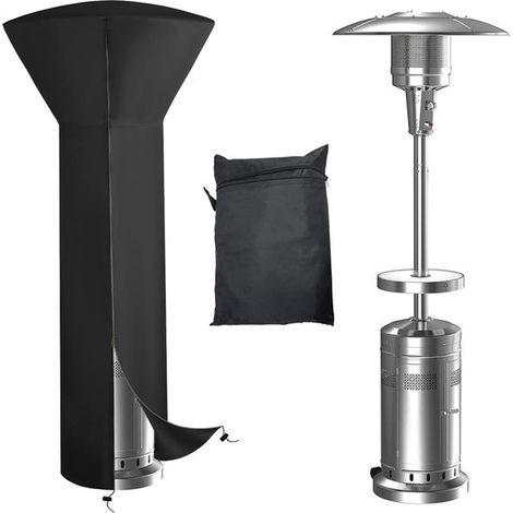 Heizstrahlerabdeckung 226 x 85 x 48 cm Schwarze Terrassenheizstrahlerabdeckung Schutzhülle für Terrassenheizstrahler Wasserdichte Terrassenheizst