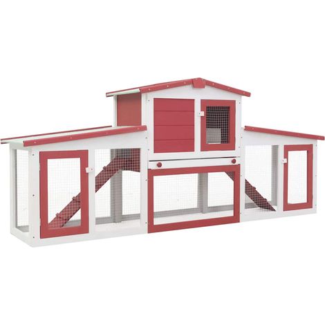 Maison Exclusive - Conigliera per Esterni Grande Rossa e Bianca 201x45x85cm Legno (1/5)