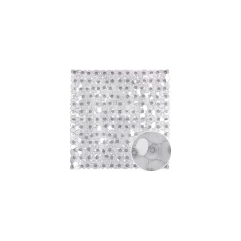 Tapis de douche en plastique antidérapant pour douche familiale, motif galets, transparent, dimensions 54 x 54 cm (1/5)