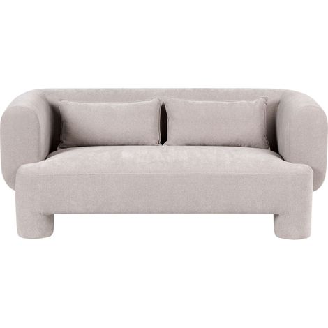 Divano a 3 posti rivestito in tessuto con texture morbida e gambe cilindriche in stile organico beige scuro Hogbo