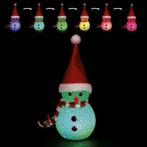 Décoration Lumineuse "Bonhomme de Neige" 10cm Multicolore