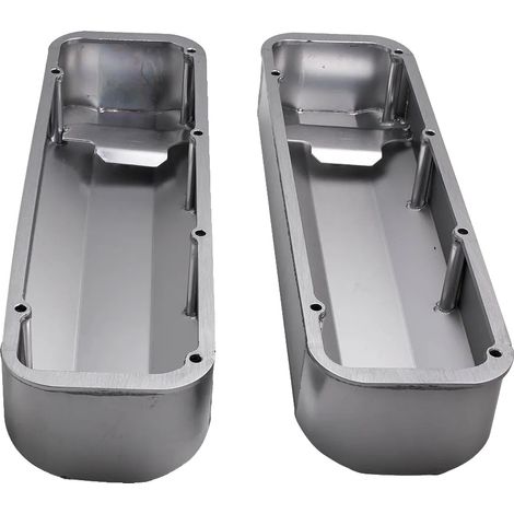 Coperchi valvole in alluminio ad alto profilo, compatibili con motori Ford BBF 429 e Ford 460 V8, finitura spazzolata, design leggero. (1/5)