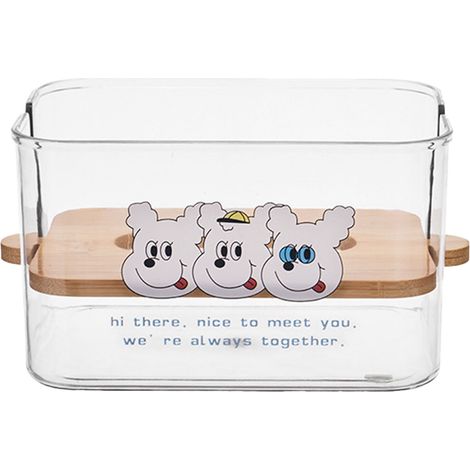 Lot de 2 Boîtes à Mouchoirs en Plastique Transparent avec Couvercle en Bois Amovible, Porte-Serviettes en Papier, Boîte de Rangement Transparente (1/5)