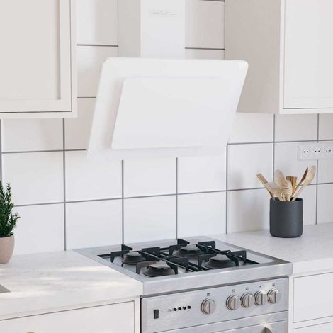 Cappa a Parete 60 cm in Acciaio Inox e Vetro Temperato Bianco vidaXL (1/5)